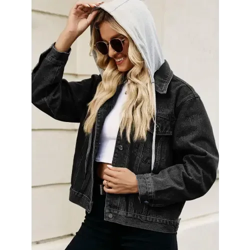 Black Denim Jacket with Gray