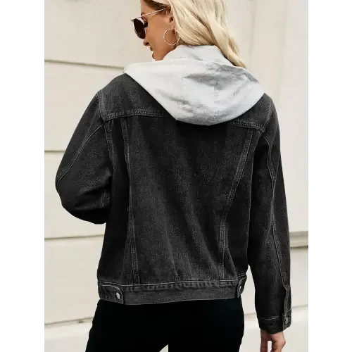 Black Denim Jacket with Gray