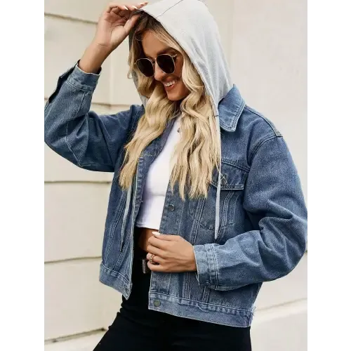 Black Denim Jacket with Gray