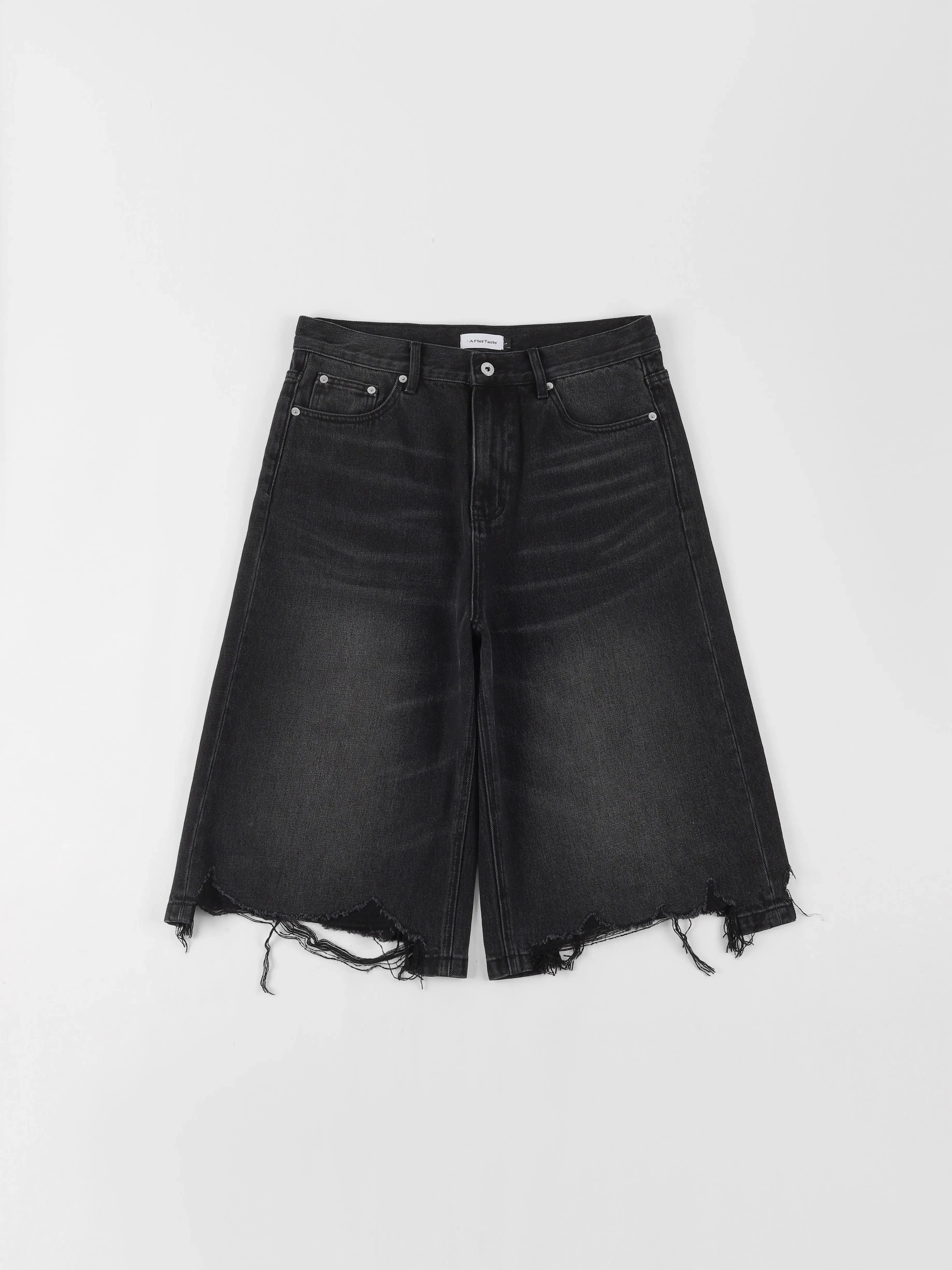 Black Distressed Denim Shorts
