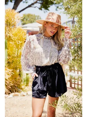Black Velvet Paper Bag Shorts