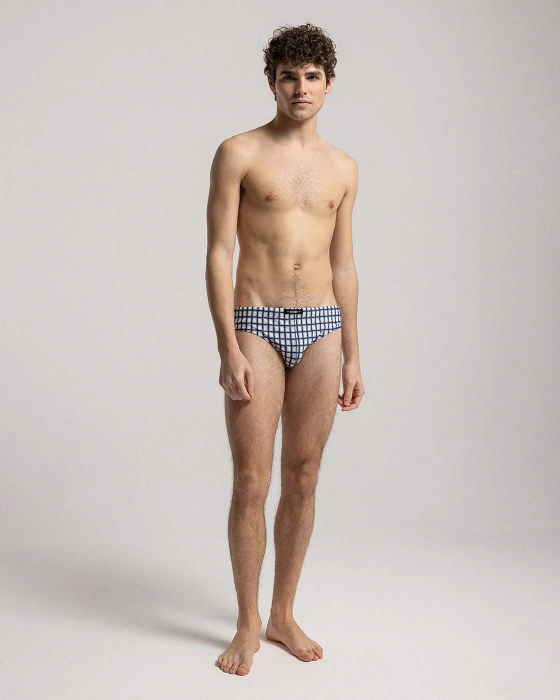 Blue Check Swim Brief