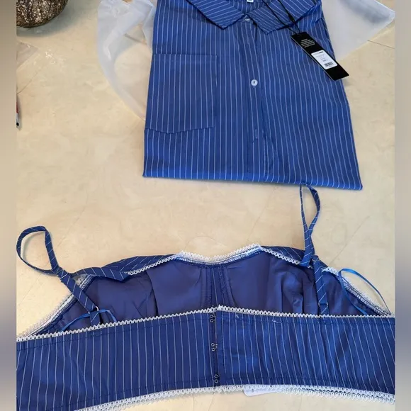 Blue Striped Three-Piece Set