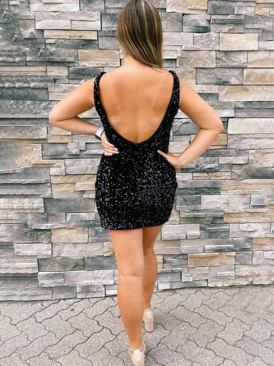 Bodycon V Neck Sequins Homecoming Dresses