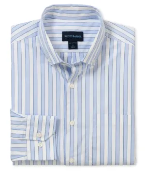Bold Sateen Stripe Shirt - Sky Blue