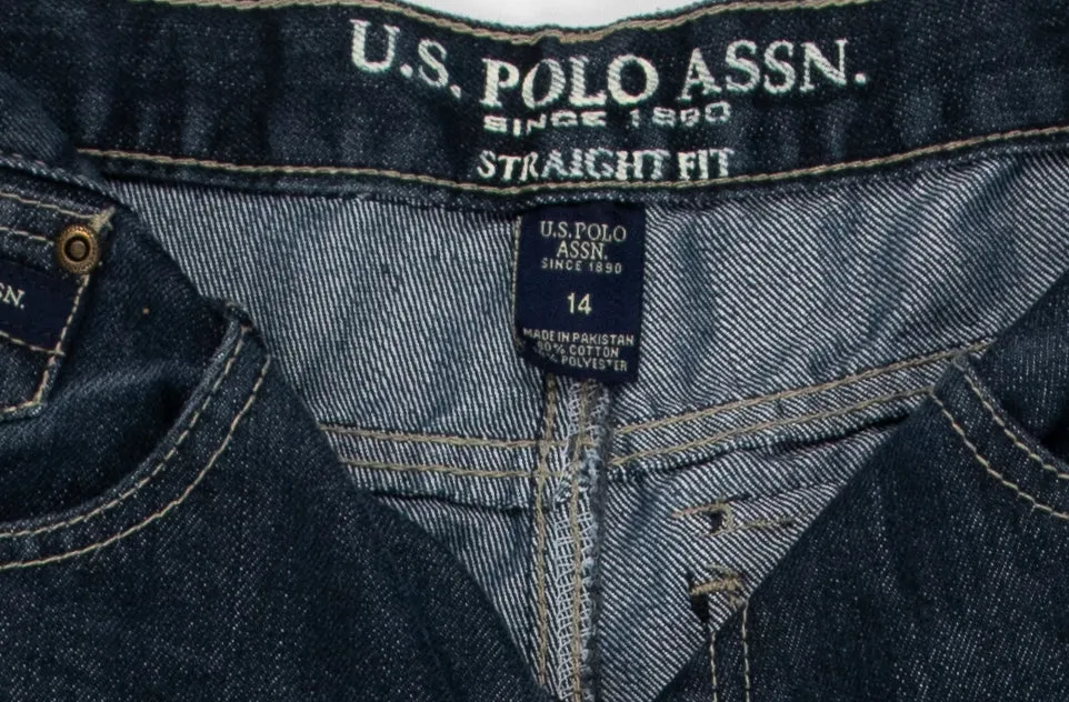 BOY SIZE 14 YEARS - U.S. POLO ASSN, Straight Fit, Darkwash Jeans EUC B57