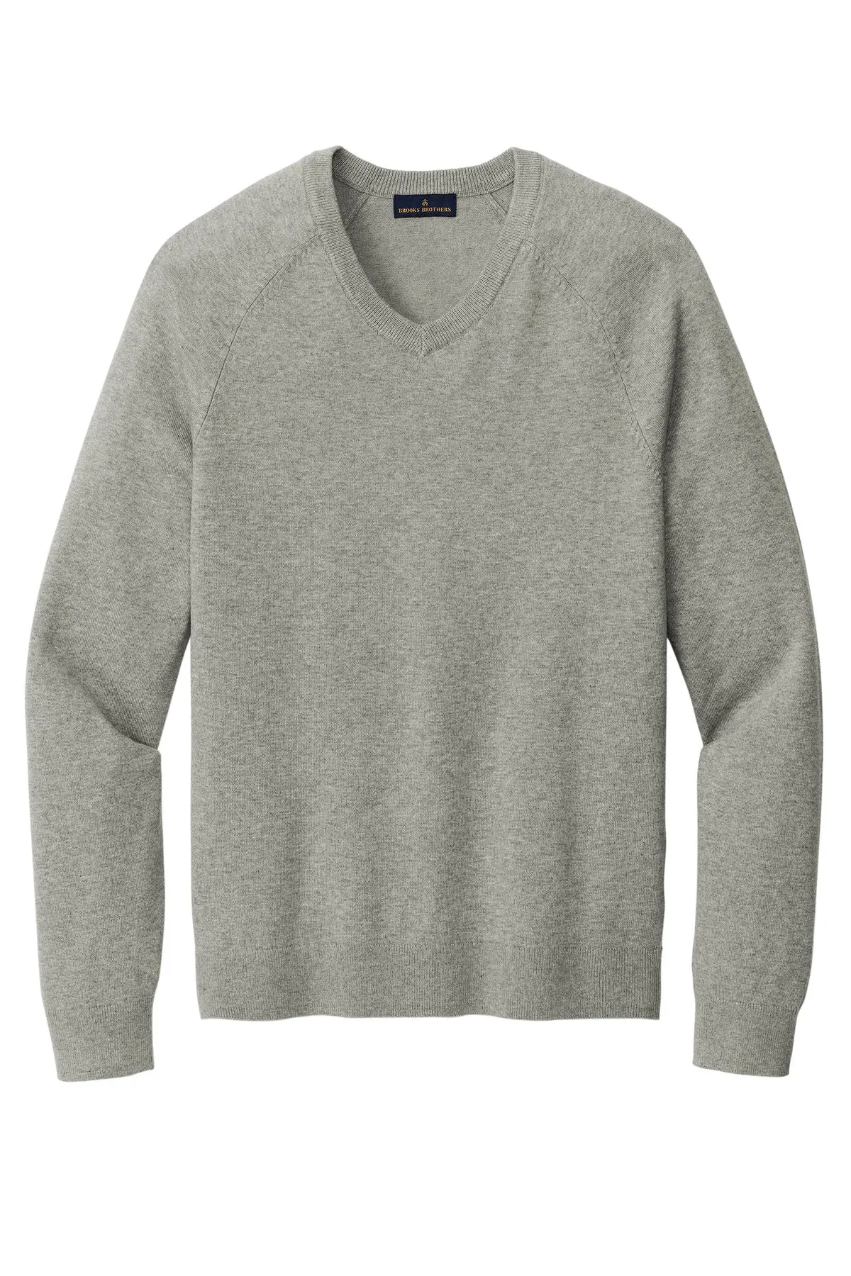 Brooks Brothers Cotton Stretch V-Neck Sweater BB18400 Light Shadow Grey Heather