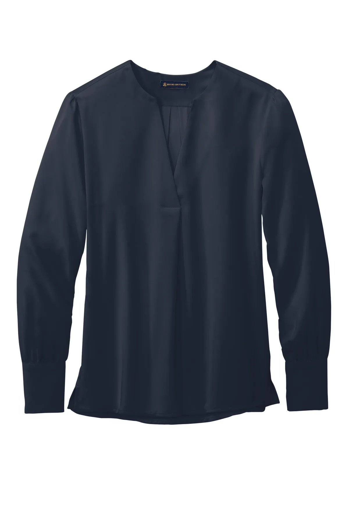 Brooks Brothers Women's Open-Neck Satin Blouse BB18009 Night Navy