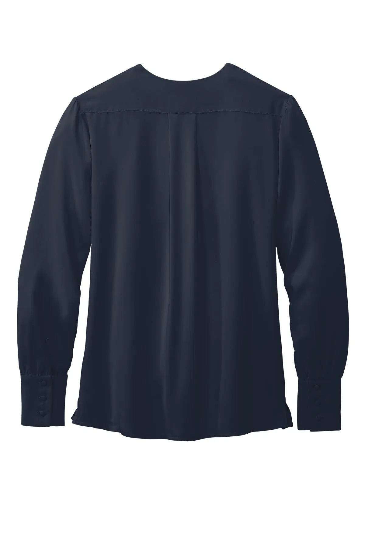 Brooks Brothers Women's Open-Neck Satin Blouse BB18009 Night Navy