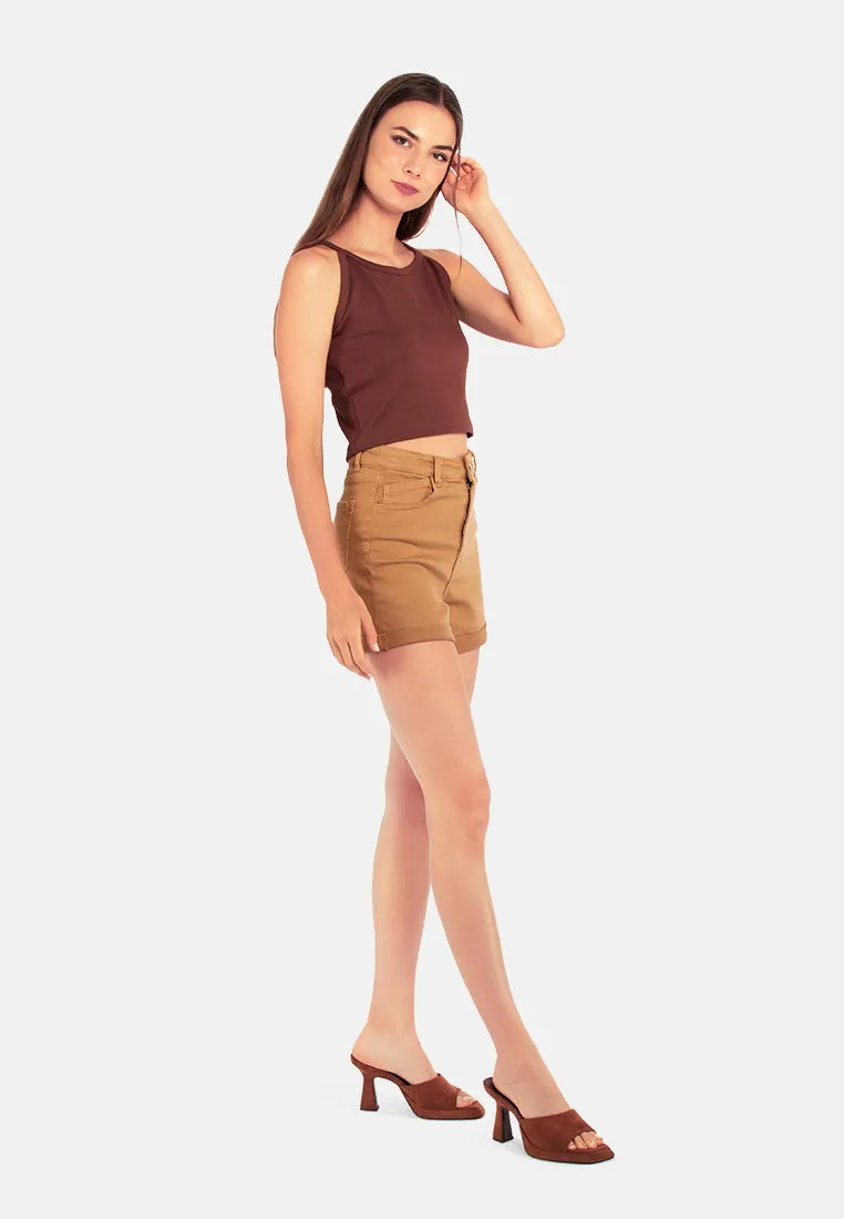 Camel High Waist Shorts