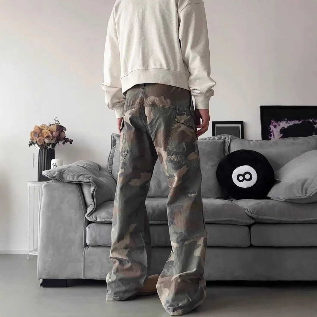 Camouflage Cargo Pants Men's Slim Straight Hiphop Jeans