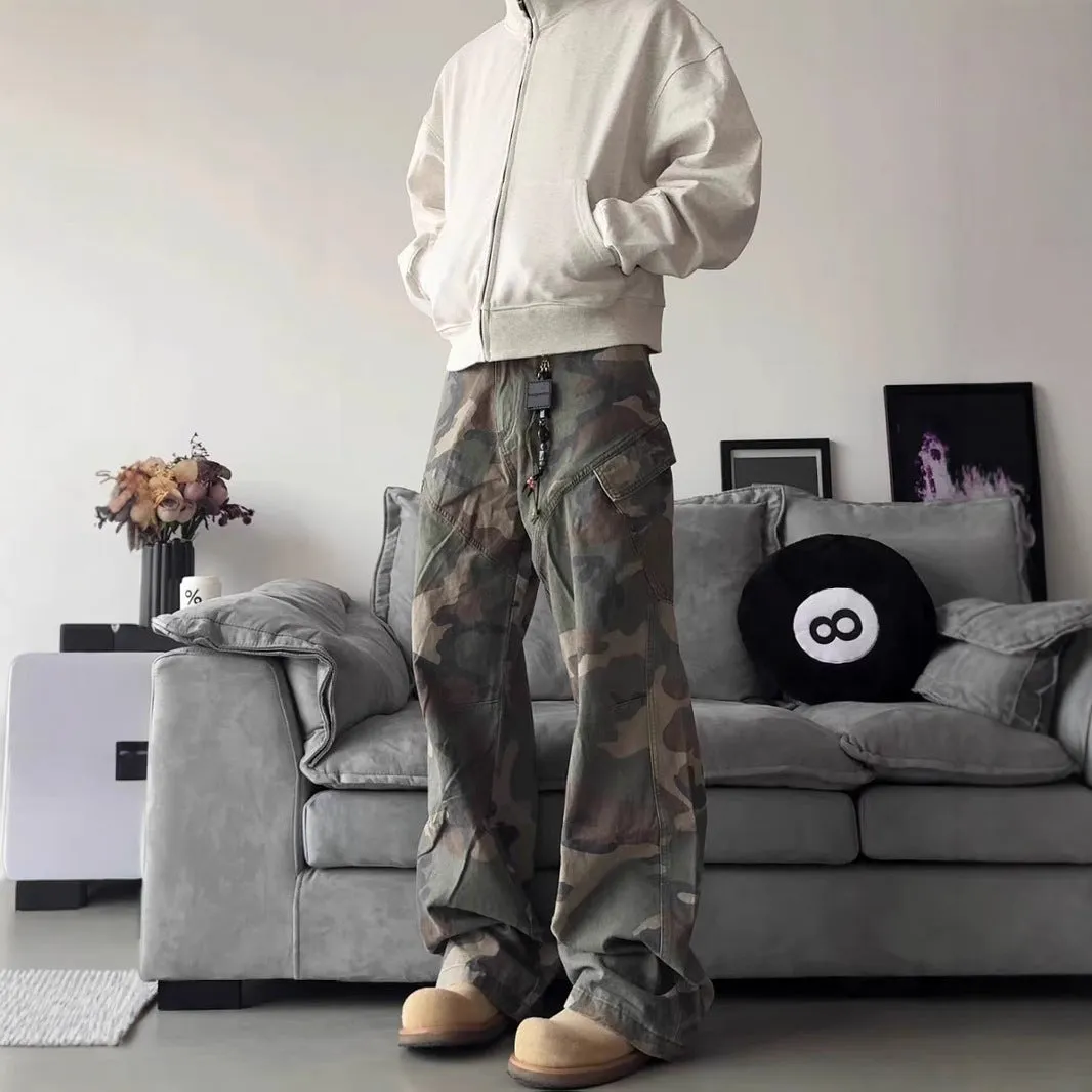 Camouflage Cargo Pants Men's Slim Straight Hiphop Jeans