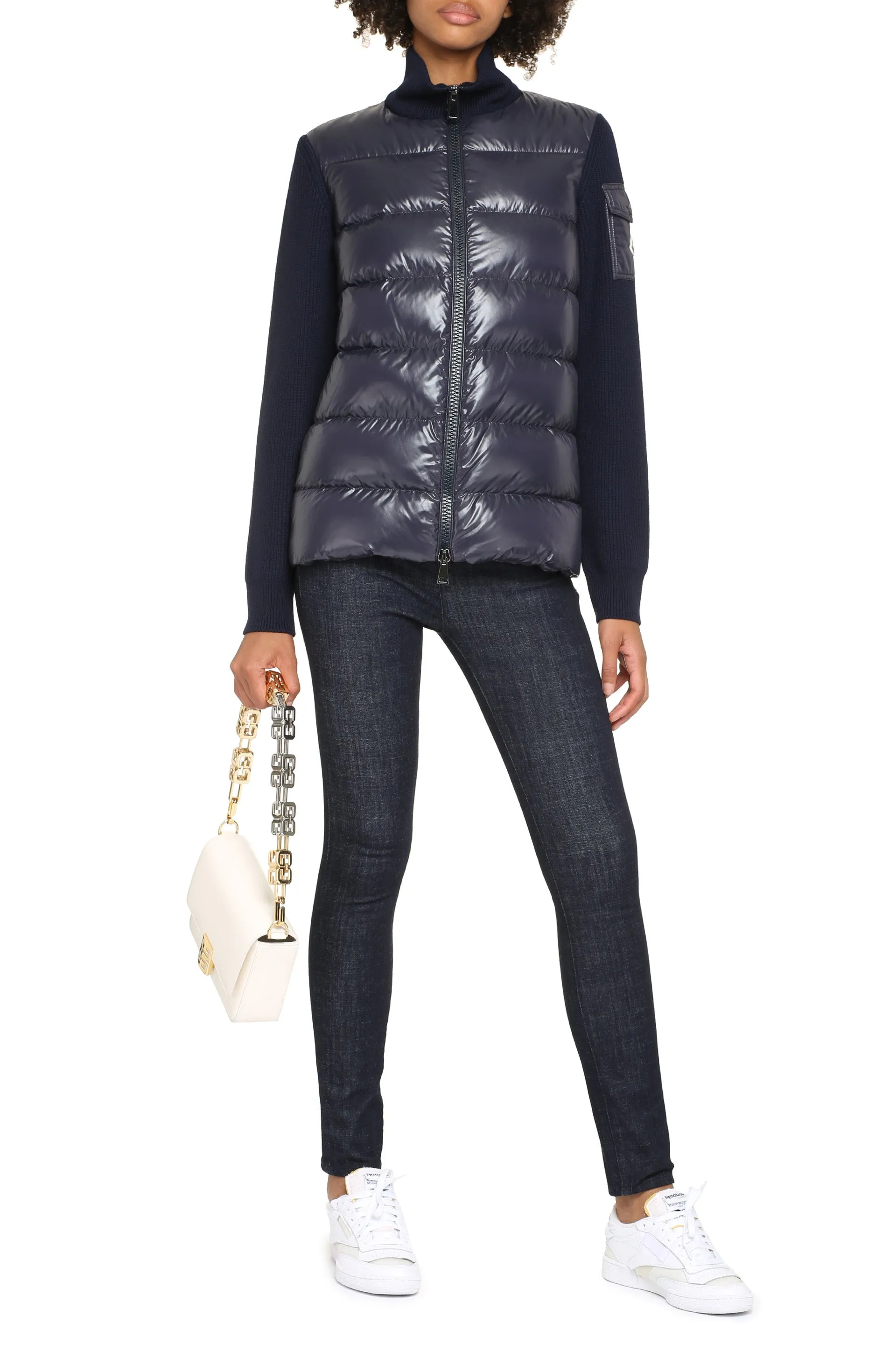 Cardigan with padded front panel