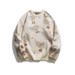 Cartoon Duck Jacquard Knit Sweater