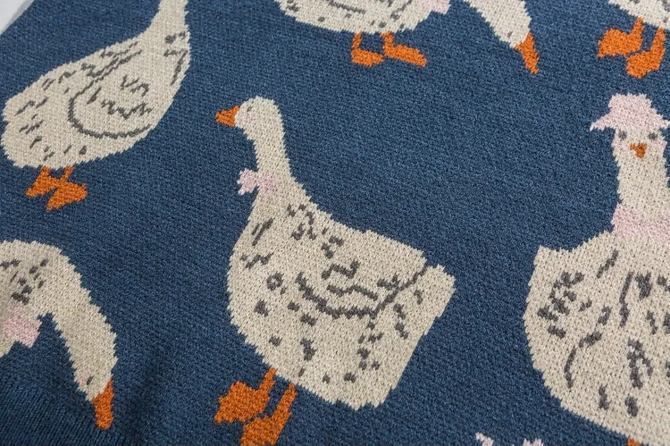 Cartoon Duck Jacquard Knit Sweater