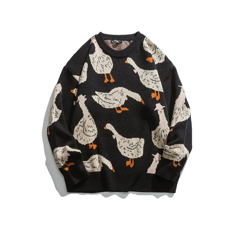 Cartoon Duck Jacquard Knit Sweater