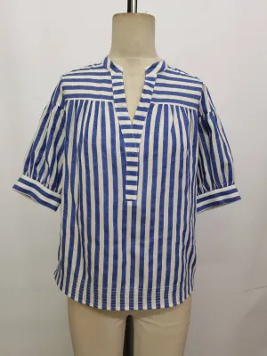 Catana Striped Split Neck Top