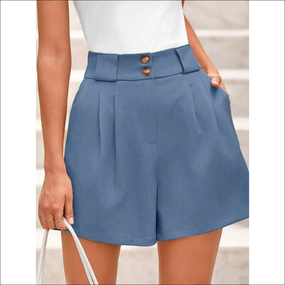 Chic Two Button Wide Waistband Shorts