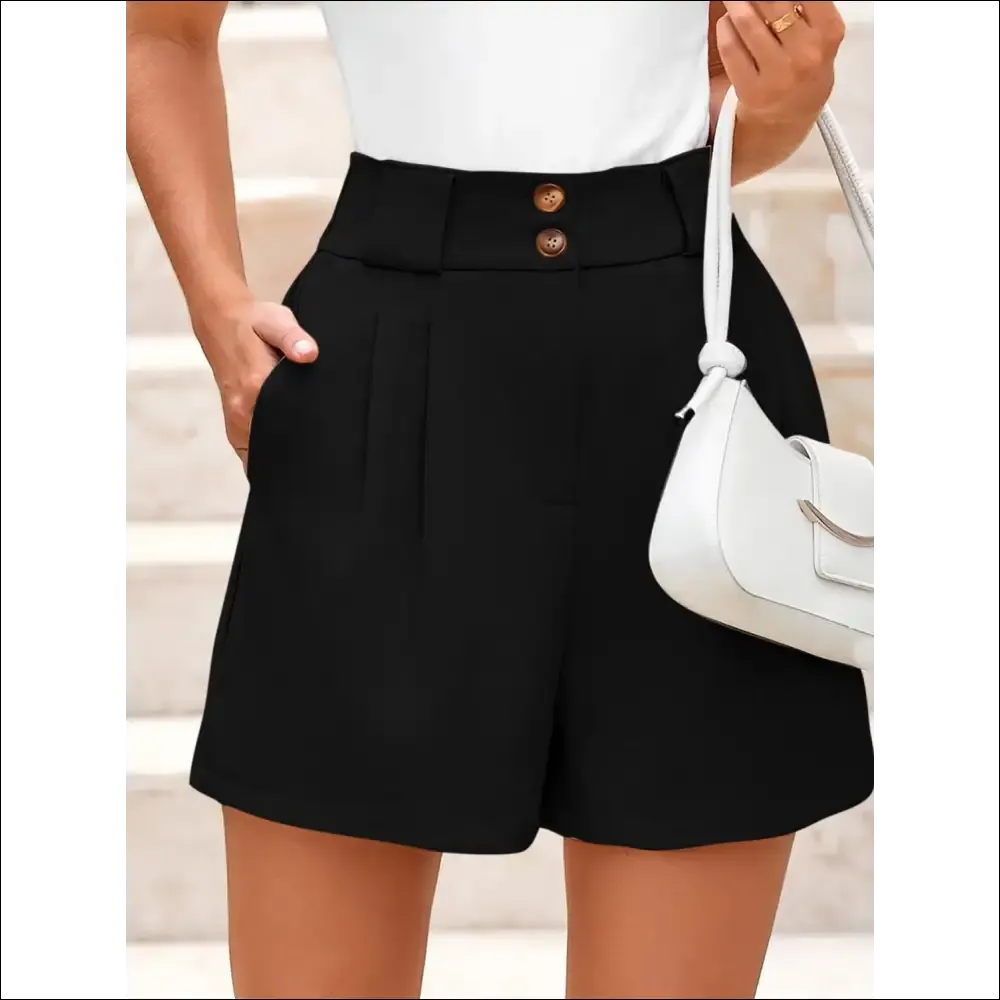 Chic Two Button Wide Waistband Shorts