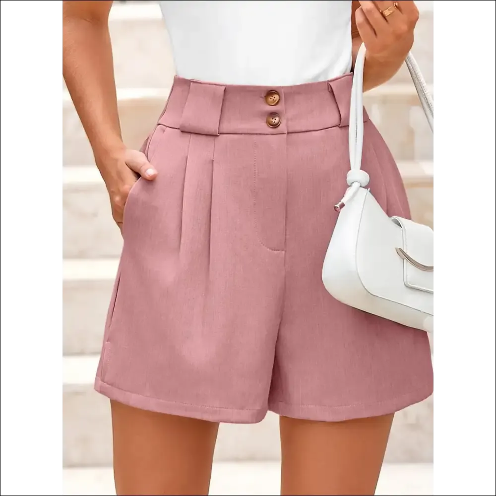Chic Two Button Wide Waistband Shorts