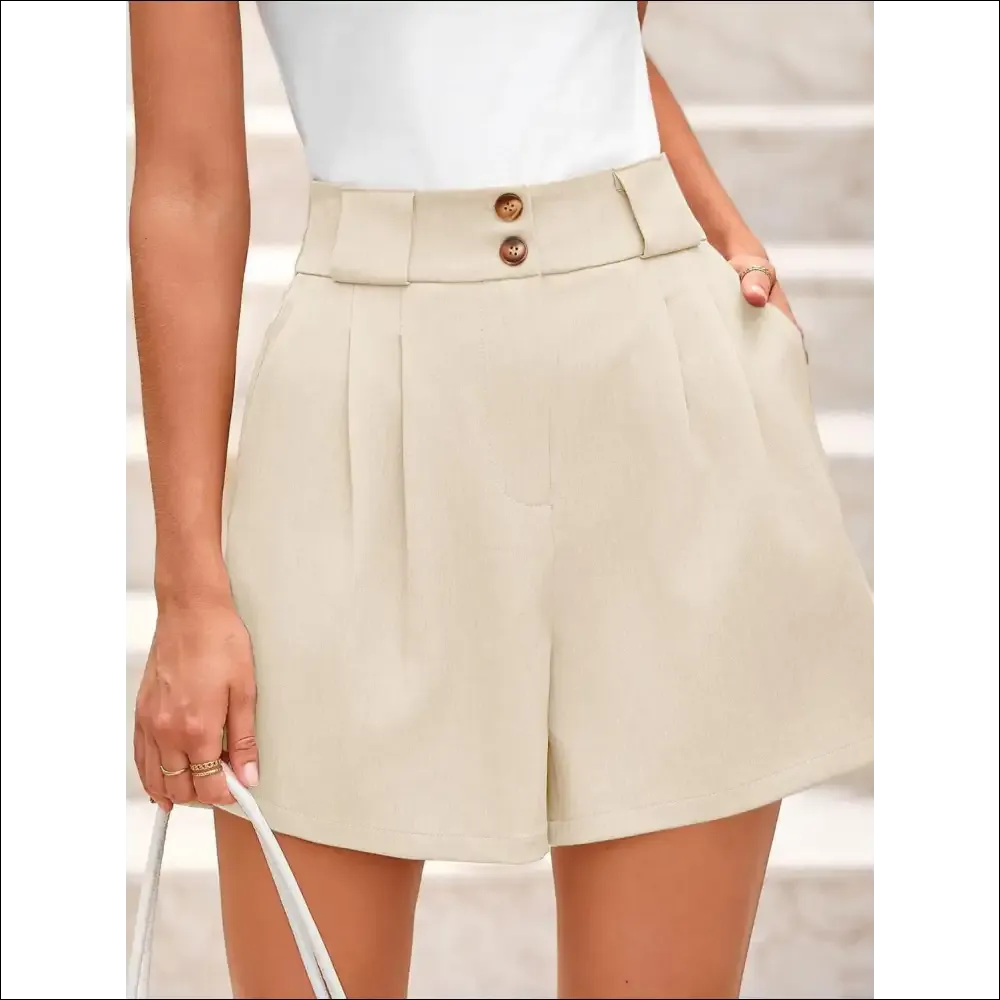 Chic Two Button Wide Waistband Shorts