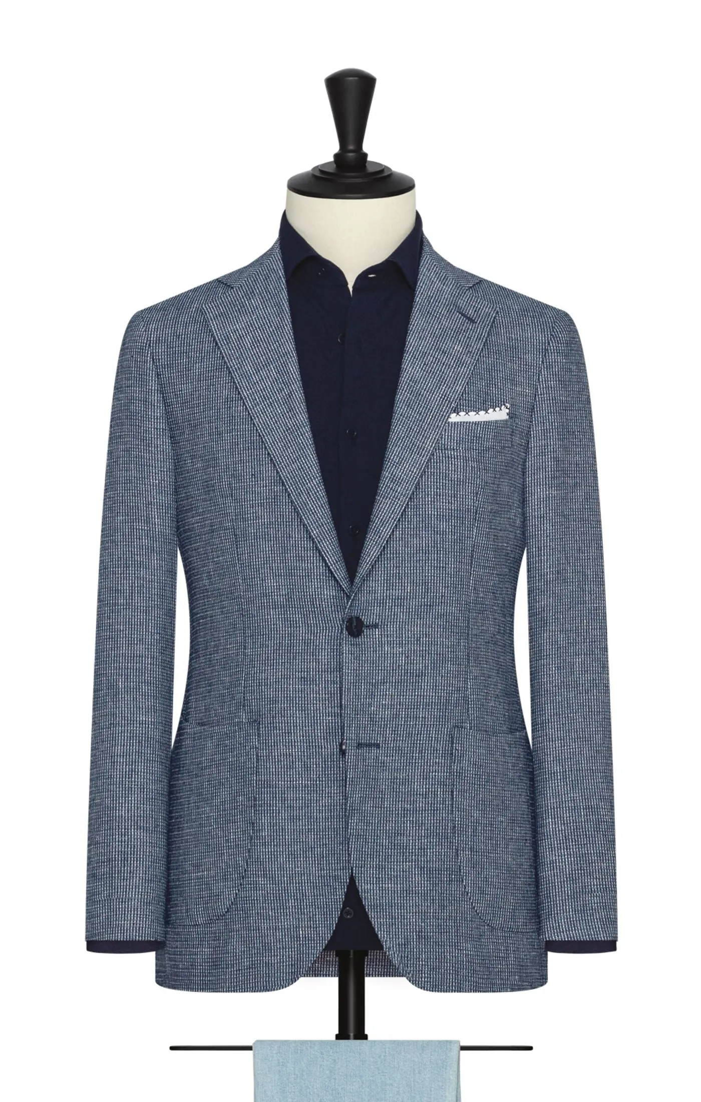 Ciatti e Baroncelli Blue & White Micro Design Linen & Wool Blend