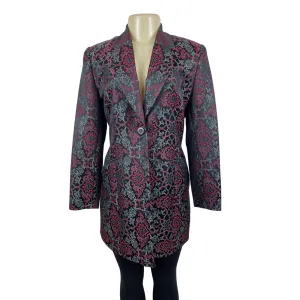 Classiques Entier Women's Black and Burgundy Floral Blazer Size 8 (EUR 38)