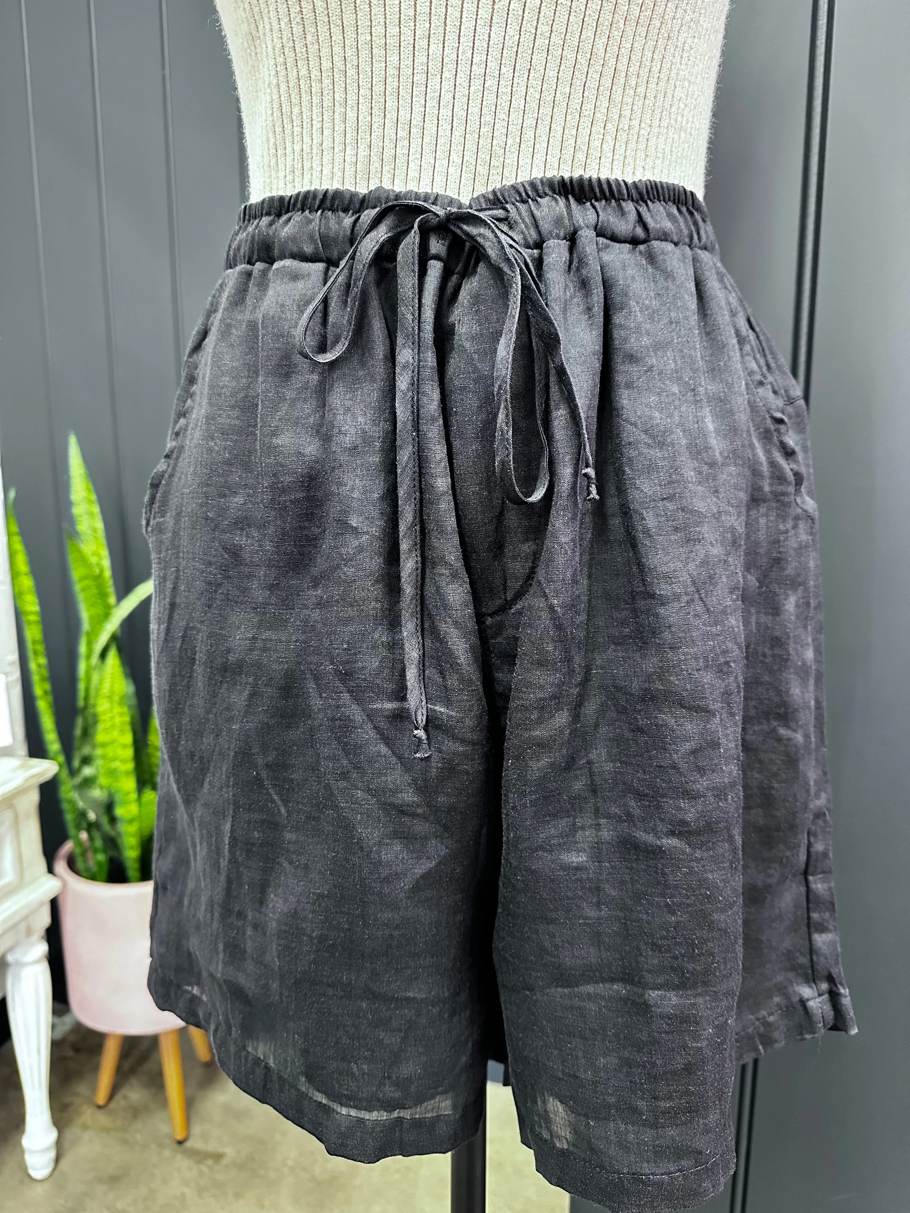 Coastal Linen Shorts Black
