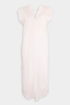 Cool Cotton Sleveless Shirtdress in White