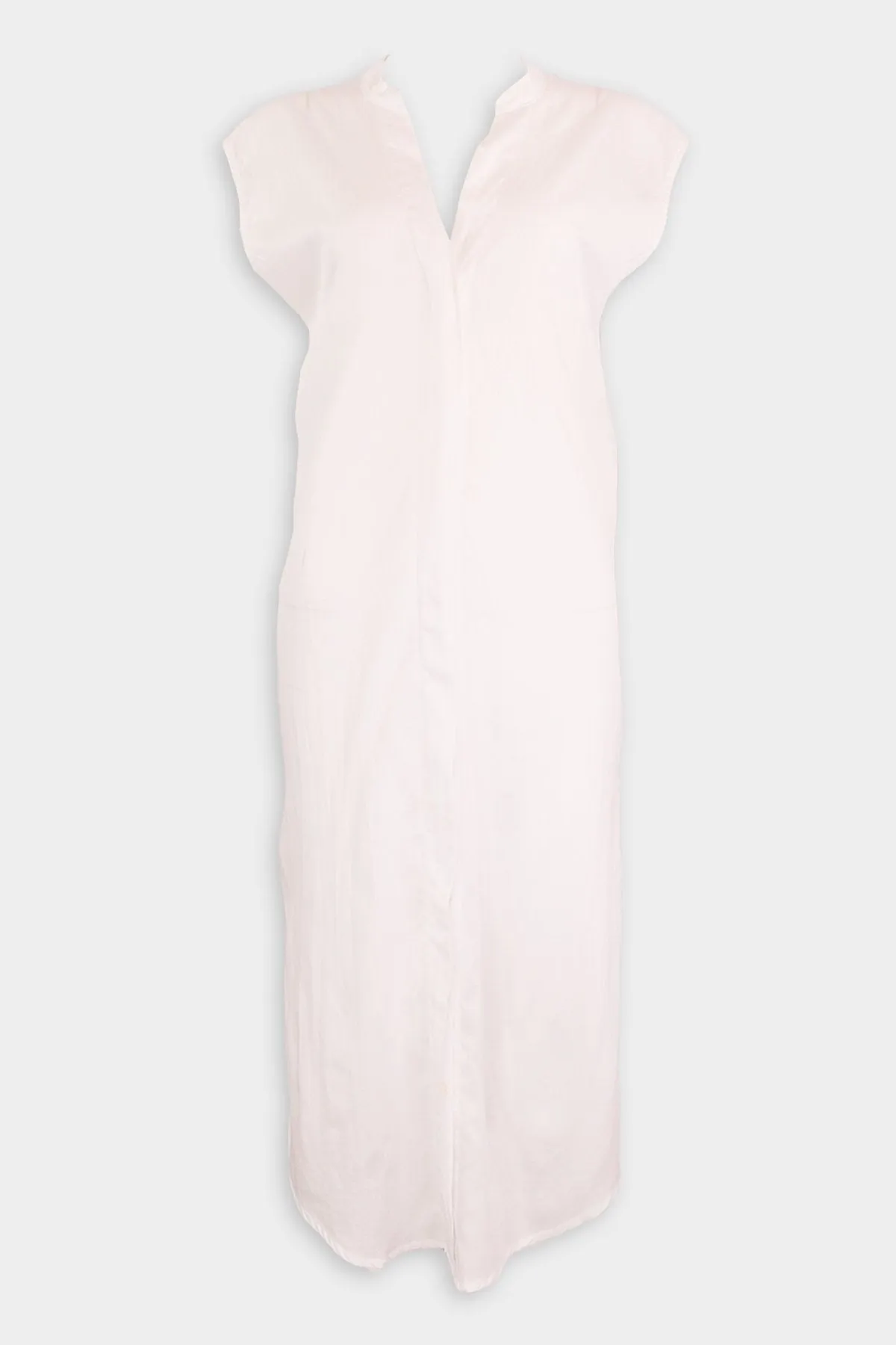 Cool Cotton Sleveless Shirtdress in White