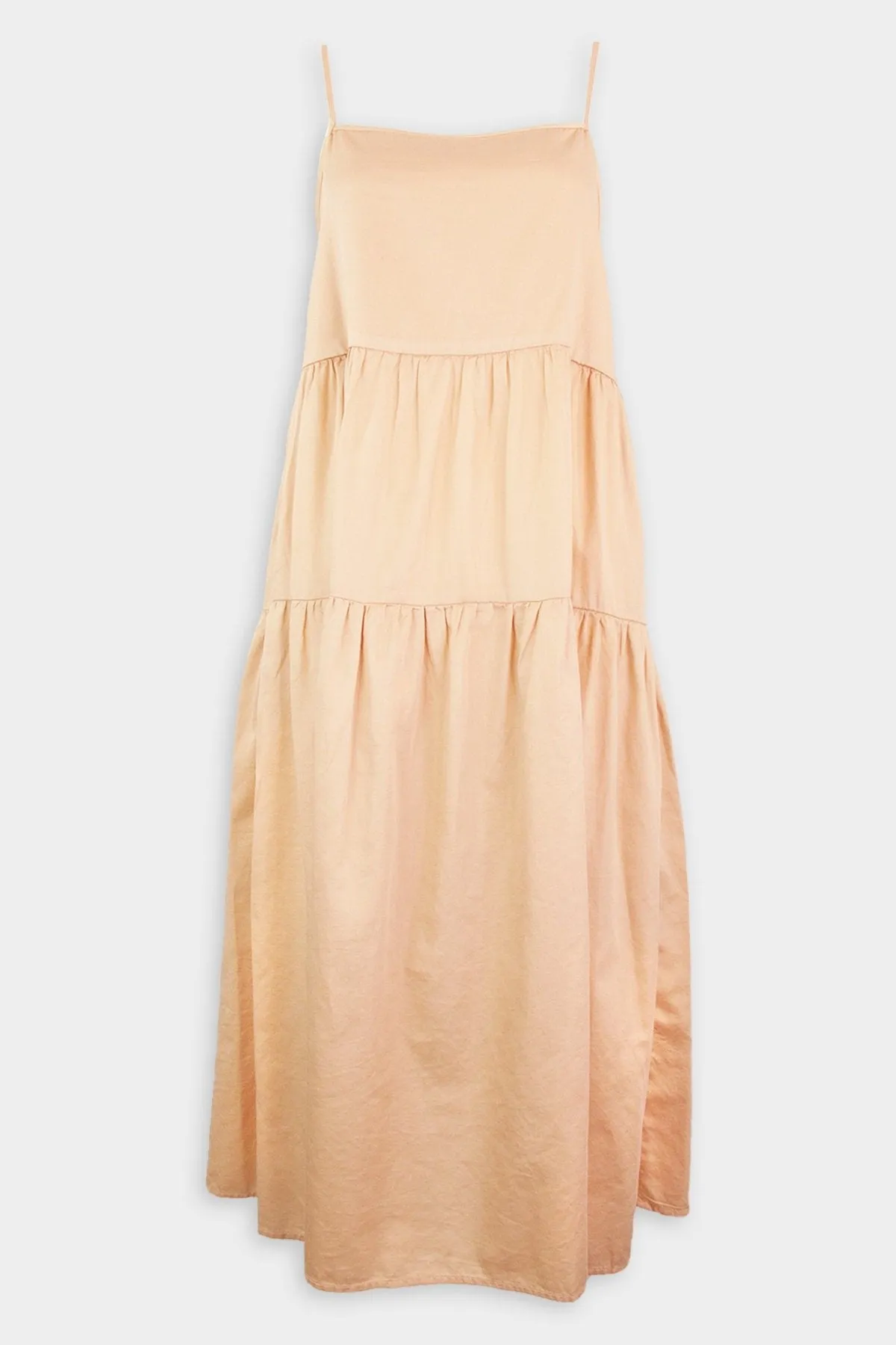 Cool Cotton Strappy Tiered Dress in Oat Milk