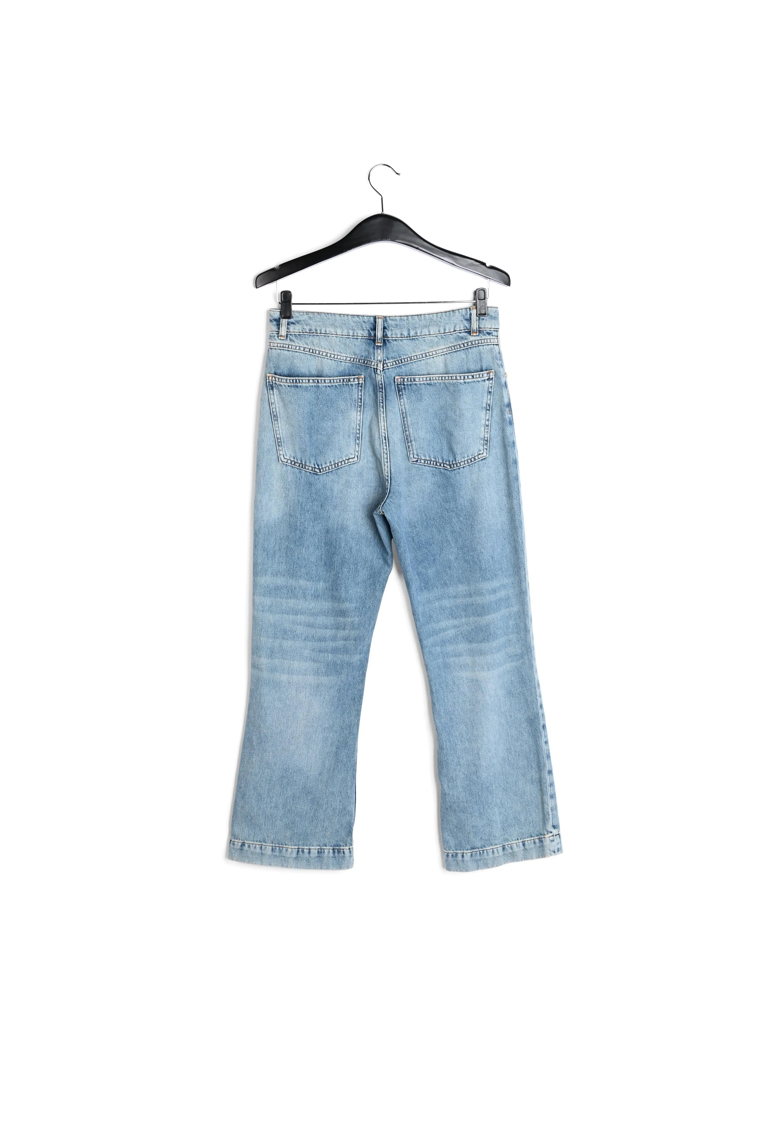 Cropped high-rise blue jeans
