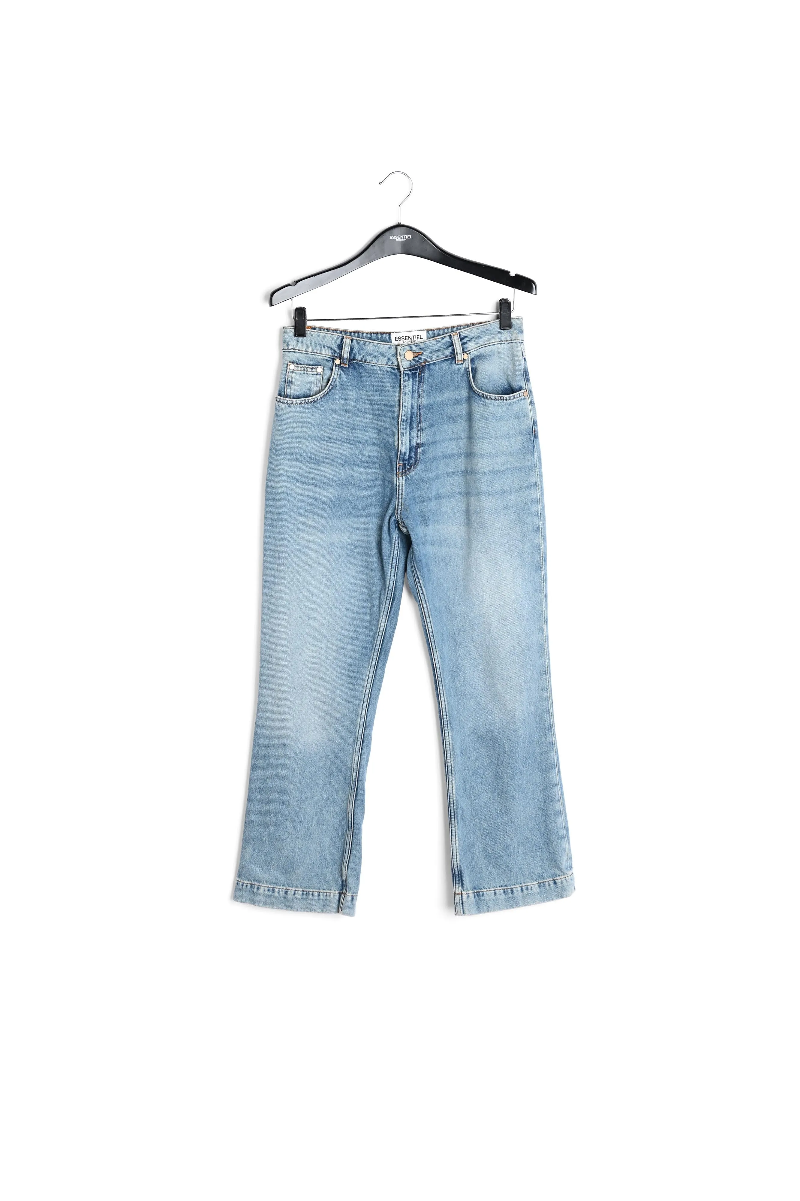 Cropped high-rise blue jeans