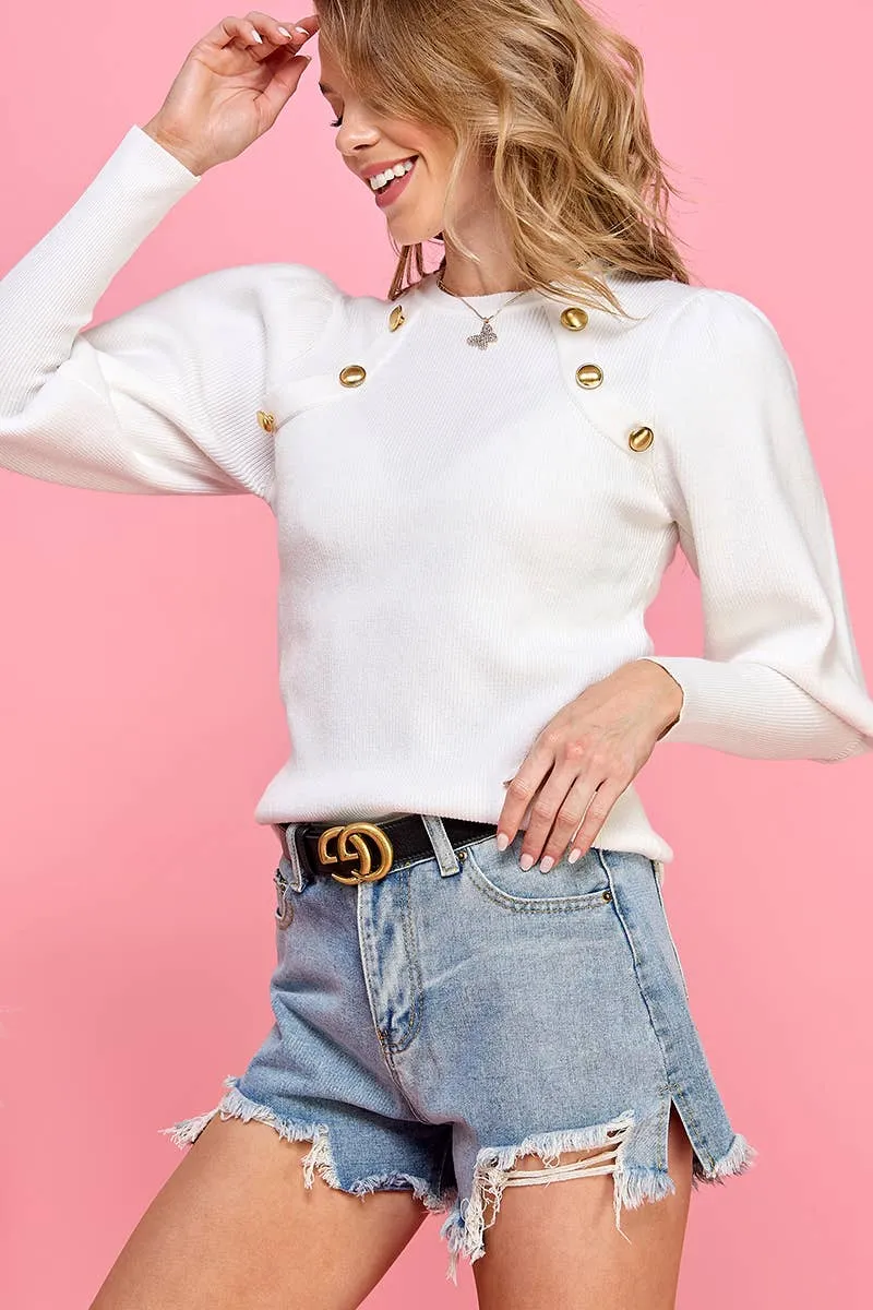 CS5067 - Eleanor Button-Detail Top