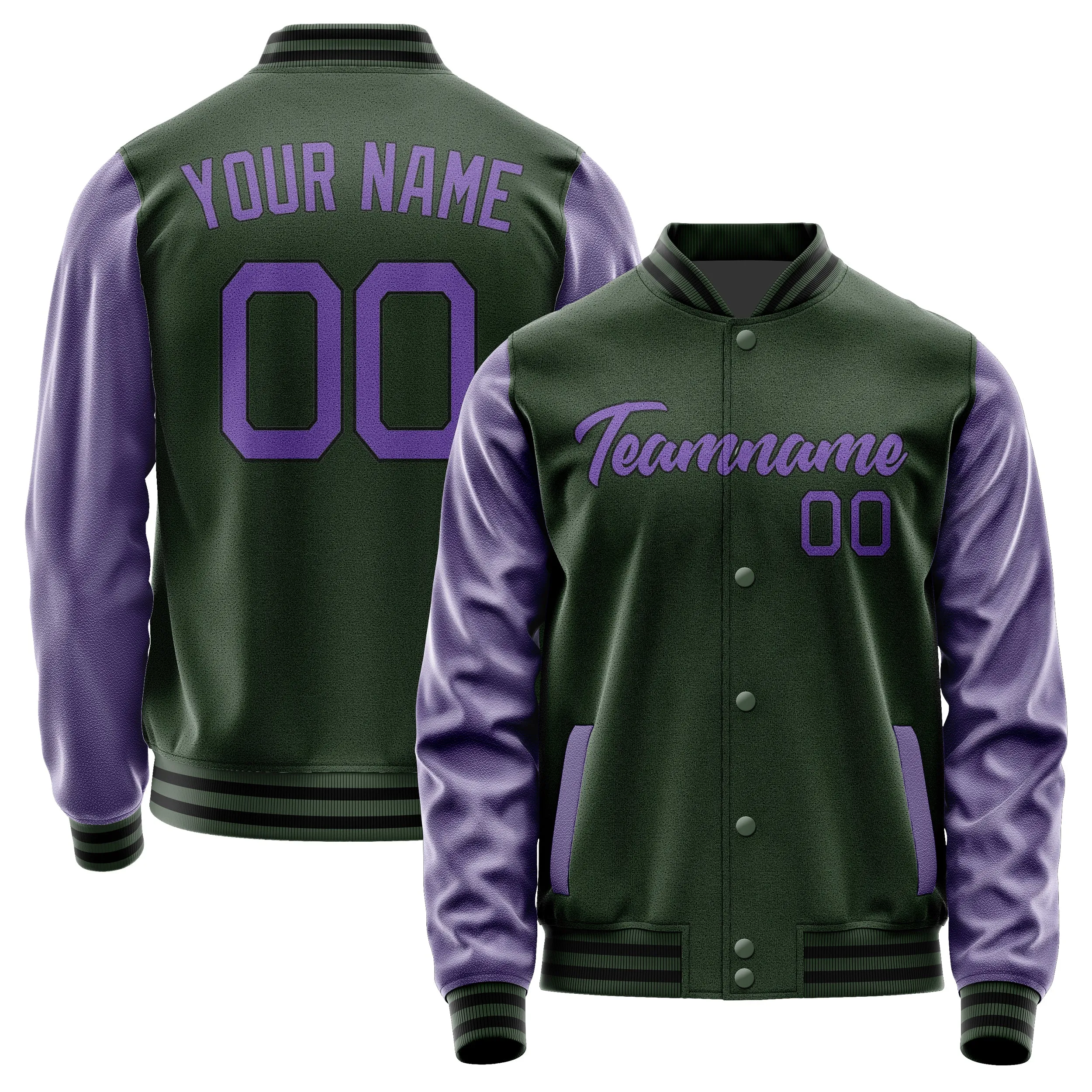 Custom Dark Green Light Purple Jacket
