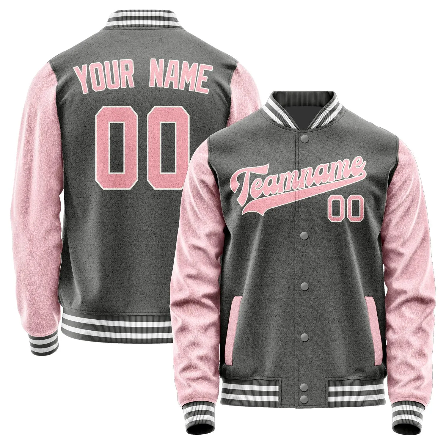 Custom Dark Grey Light Pink Jacket