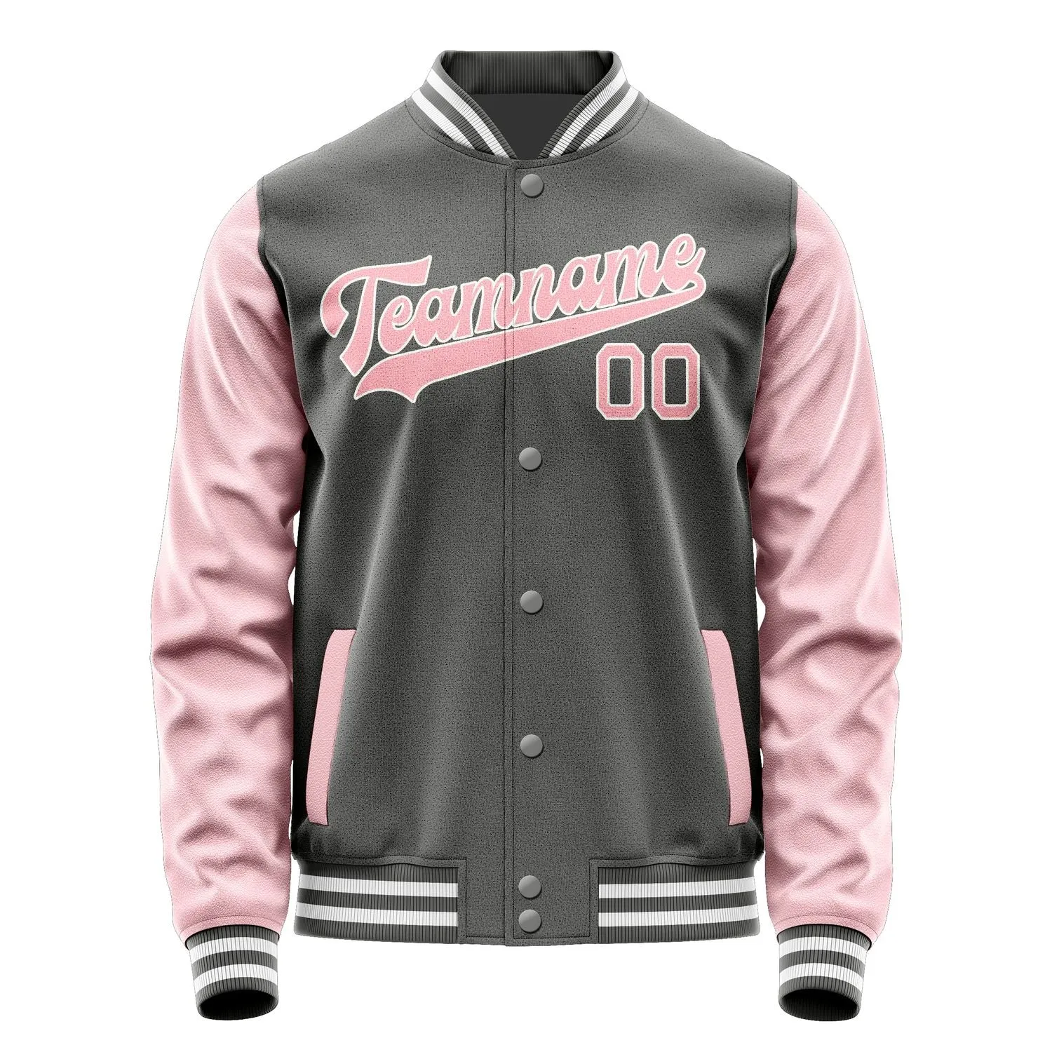 Custom Dark Grey Light Pink Jacket