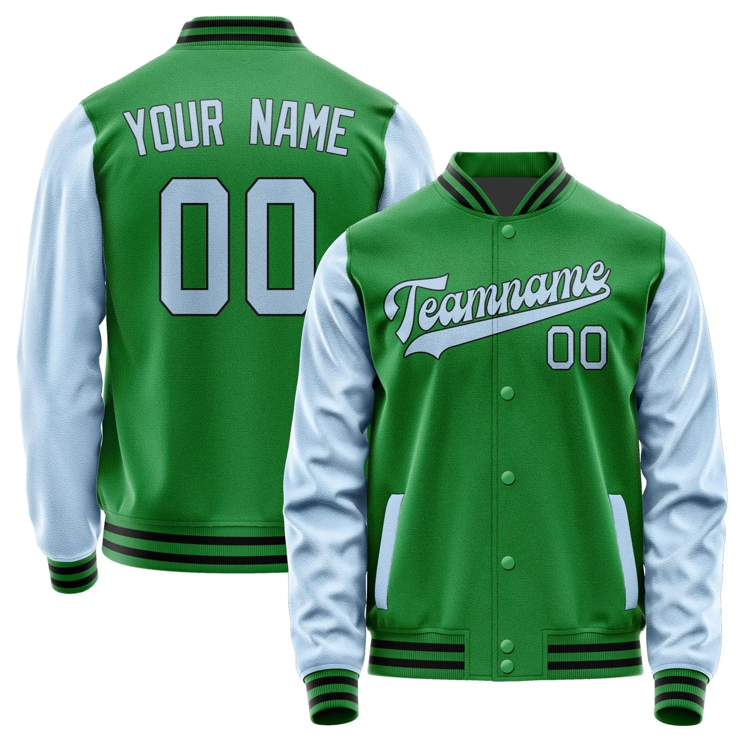 Custom Emerald Green Light Blue Jacket