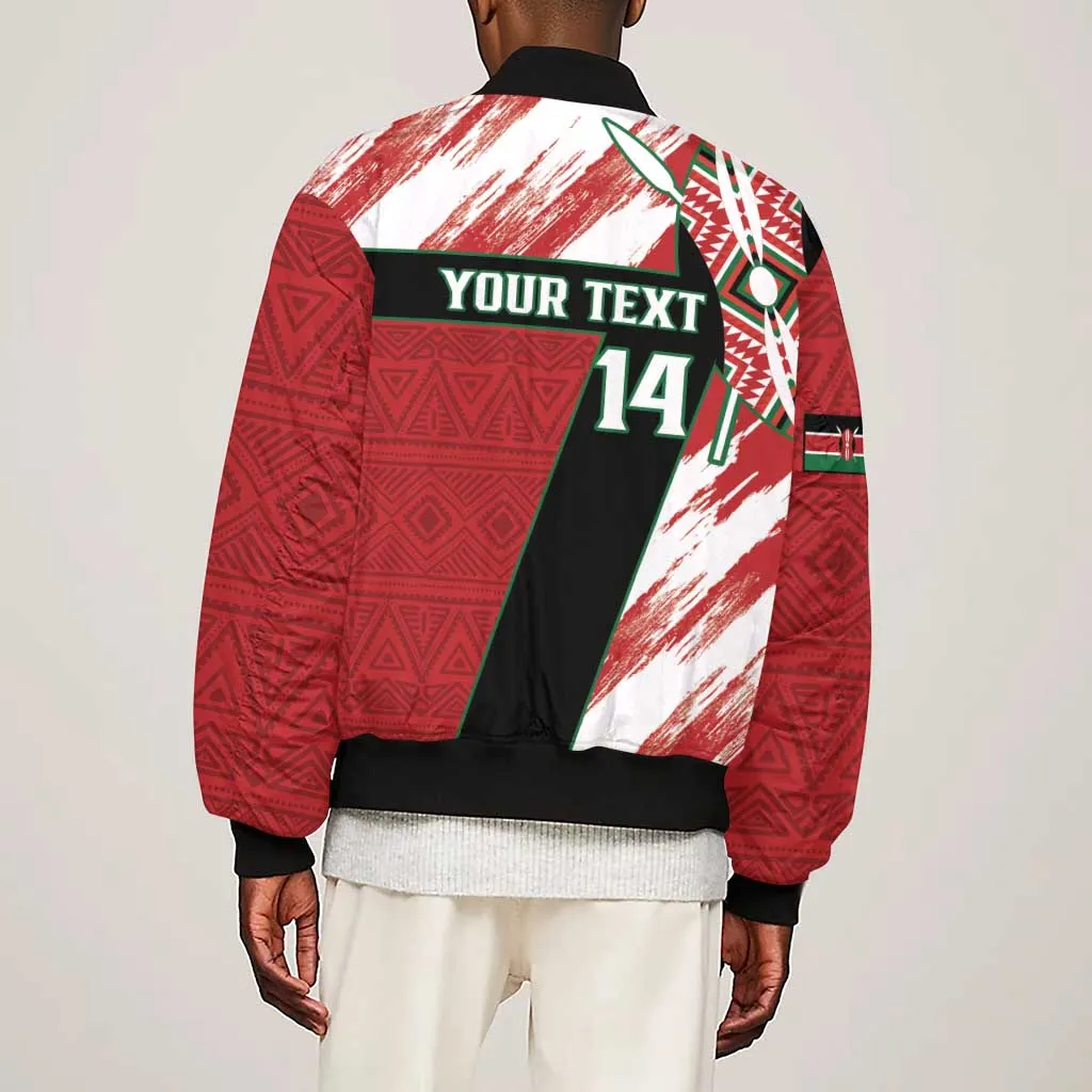 Custom Kenya Rugby Sevens Sleeve Zip Bomber Jacket Maasai Shield With African Pattern LT14