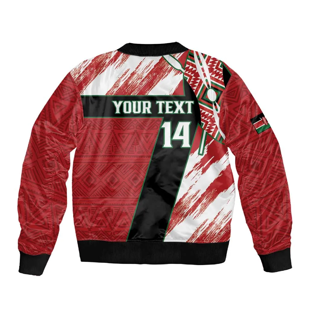 Custom Kenya Rugby Sevens Sleeve Zip Bomber Jacket Maasai Shield With African Pattern LT14