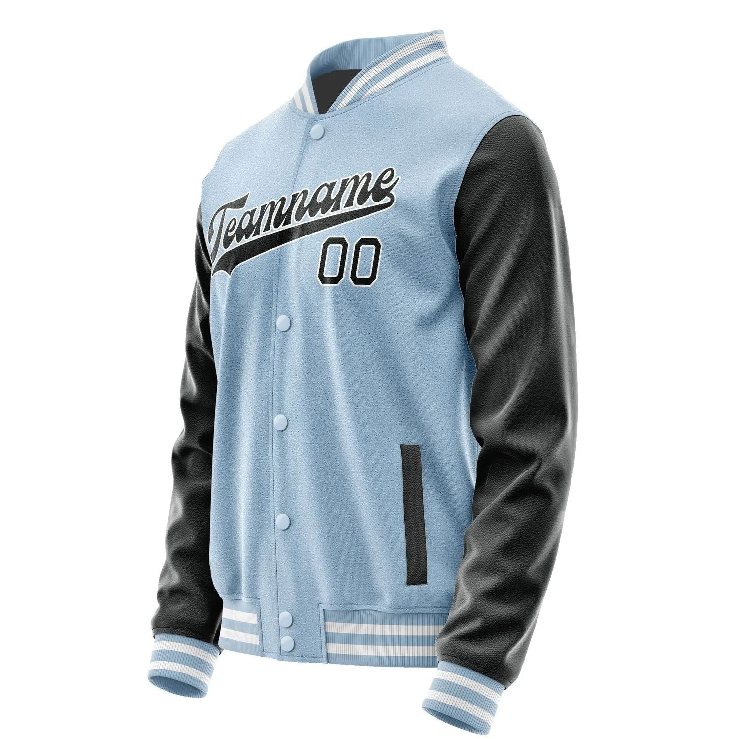 Custom Light Blue Black Jacket