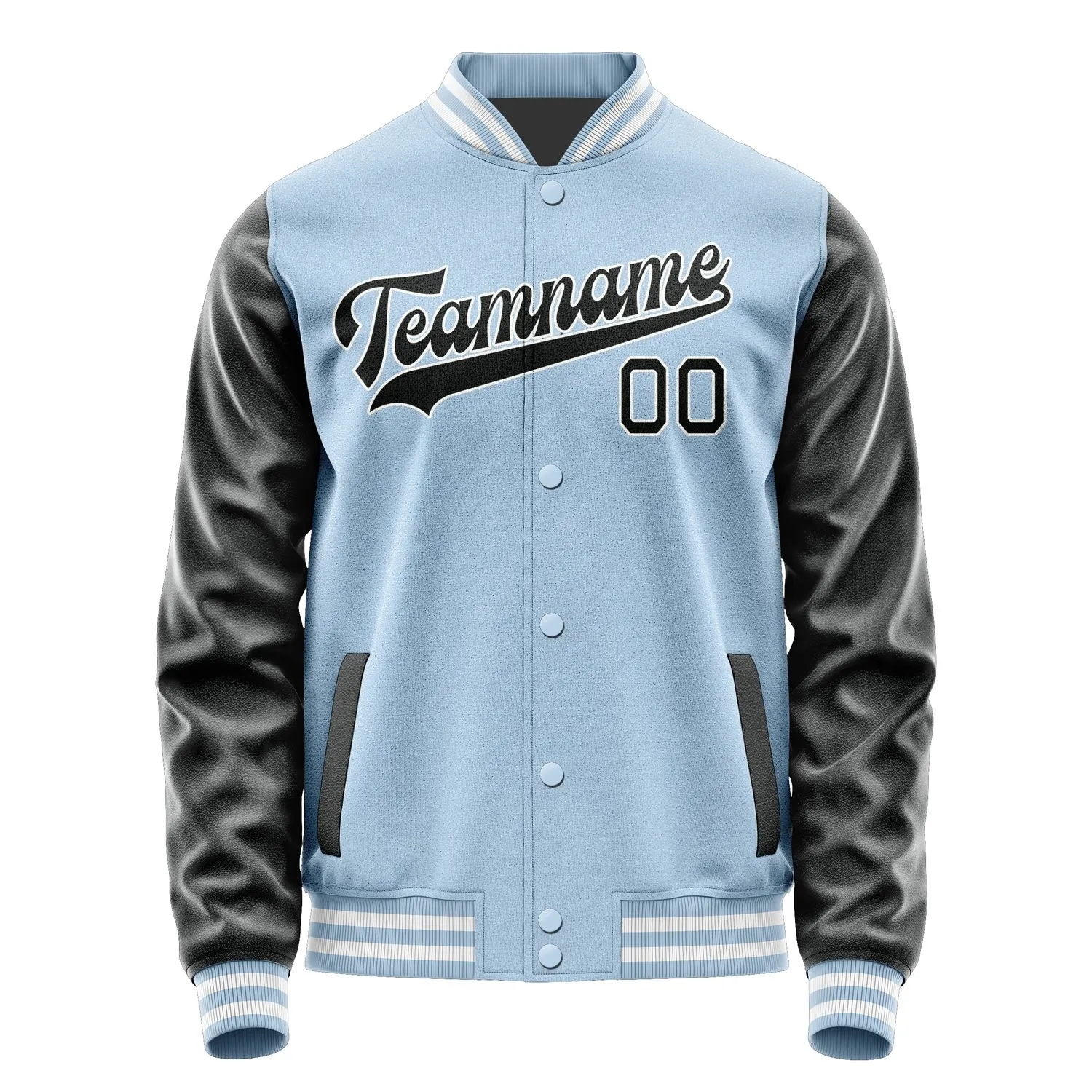 Custom Light Blue Black Jacket