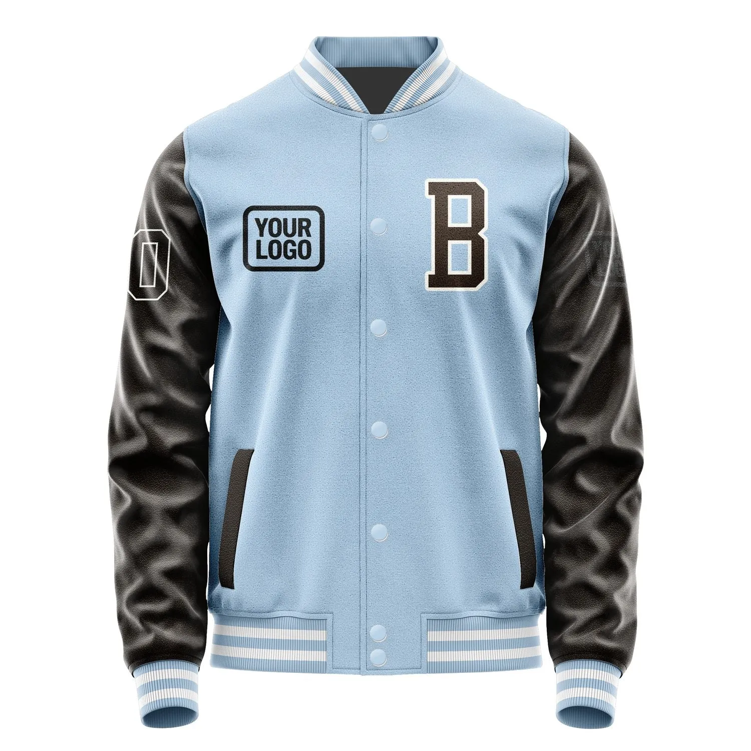 Custom Light Blue Brown Jacket