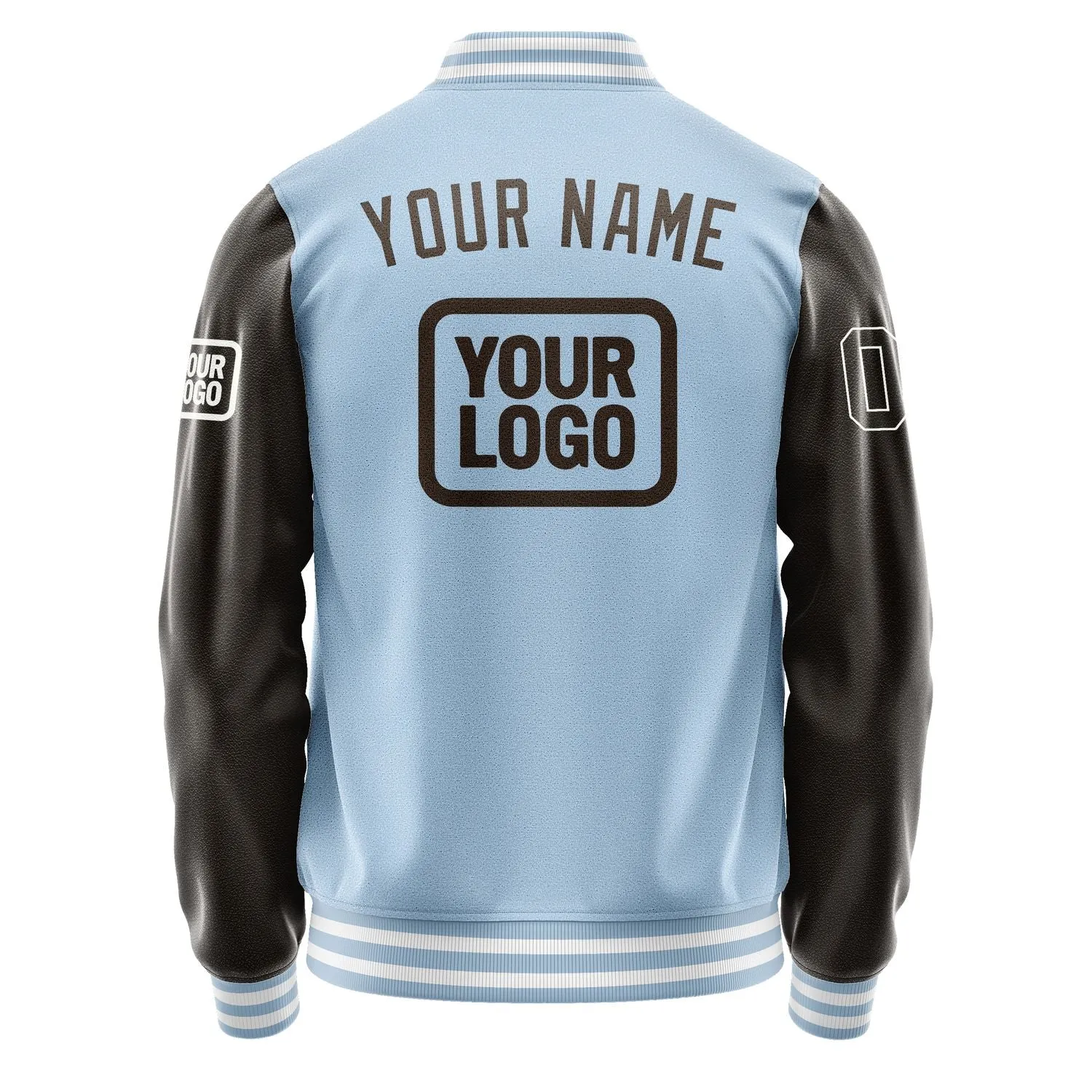 Custom Light Blue Brown Jacket