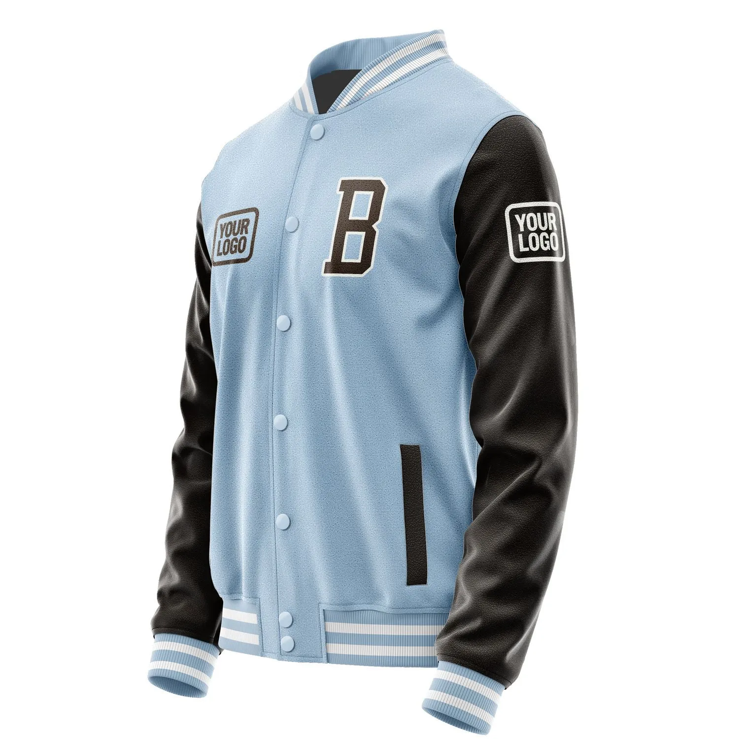 Custom Light Blue Brown Jacket