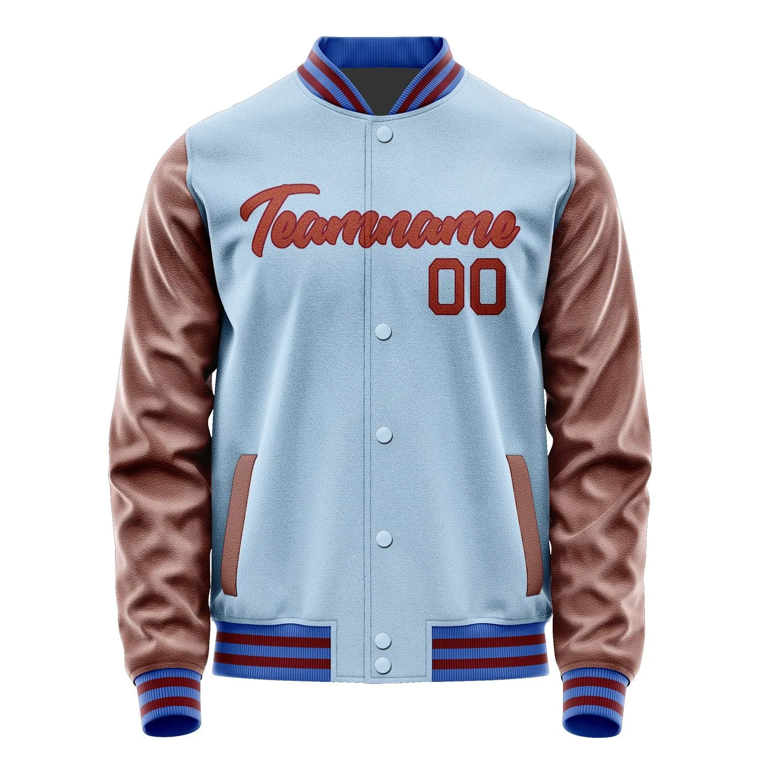 Custom Light Blue Coral Red Jacket