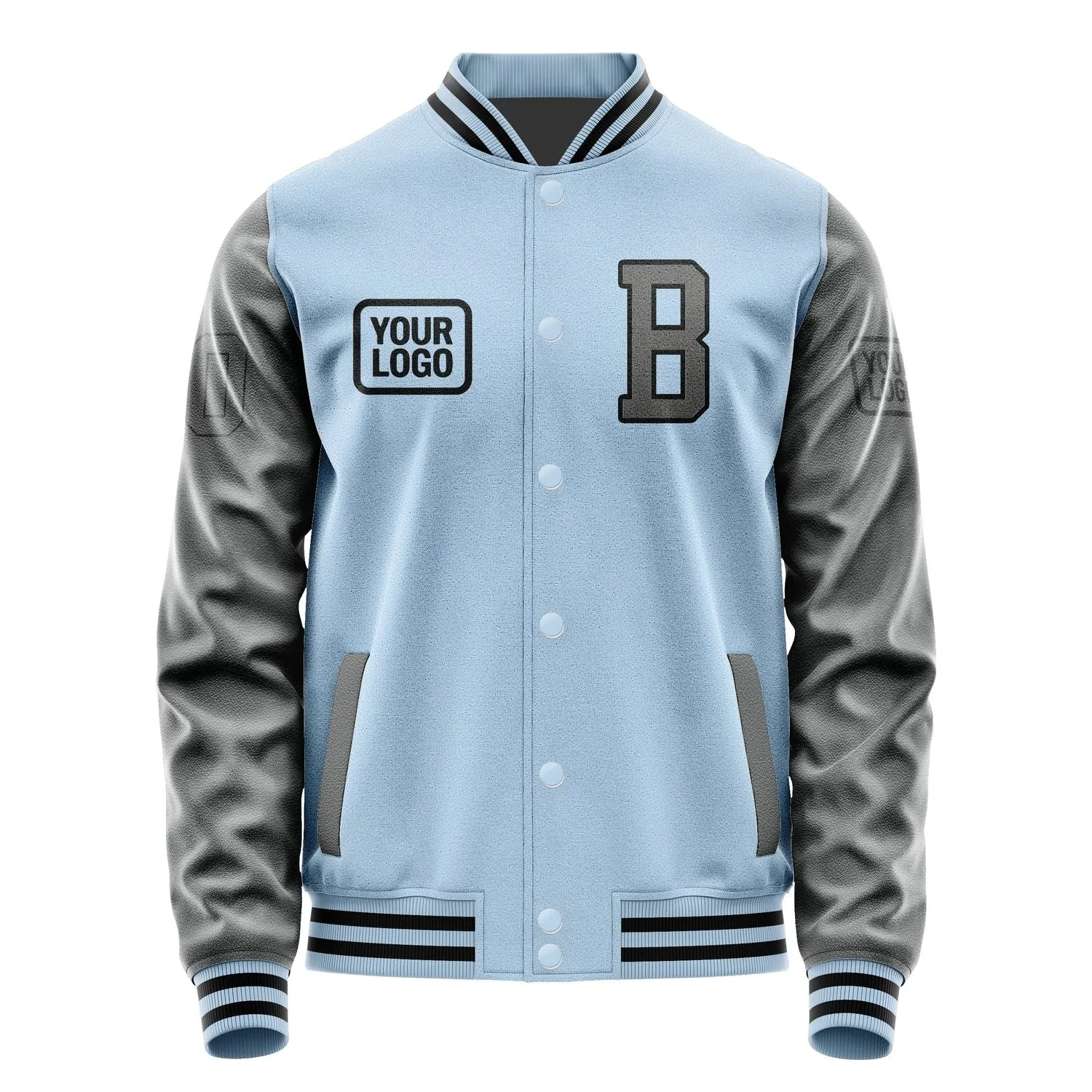 Custom Light Blue Dark Grey Jacket