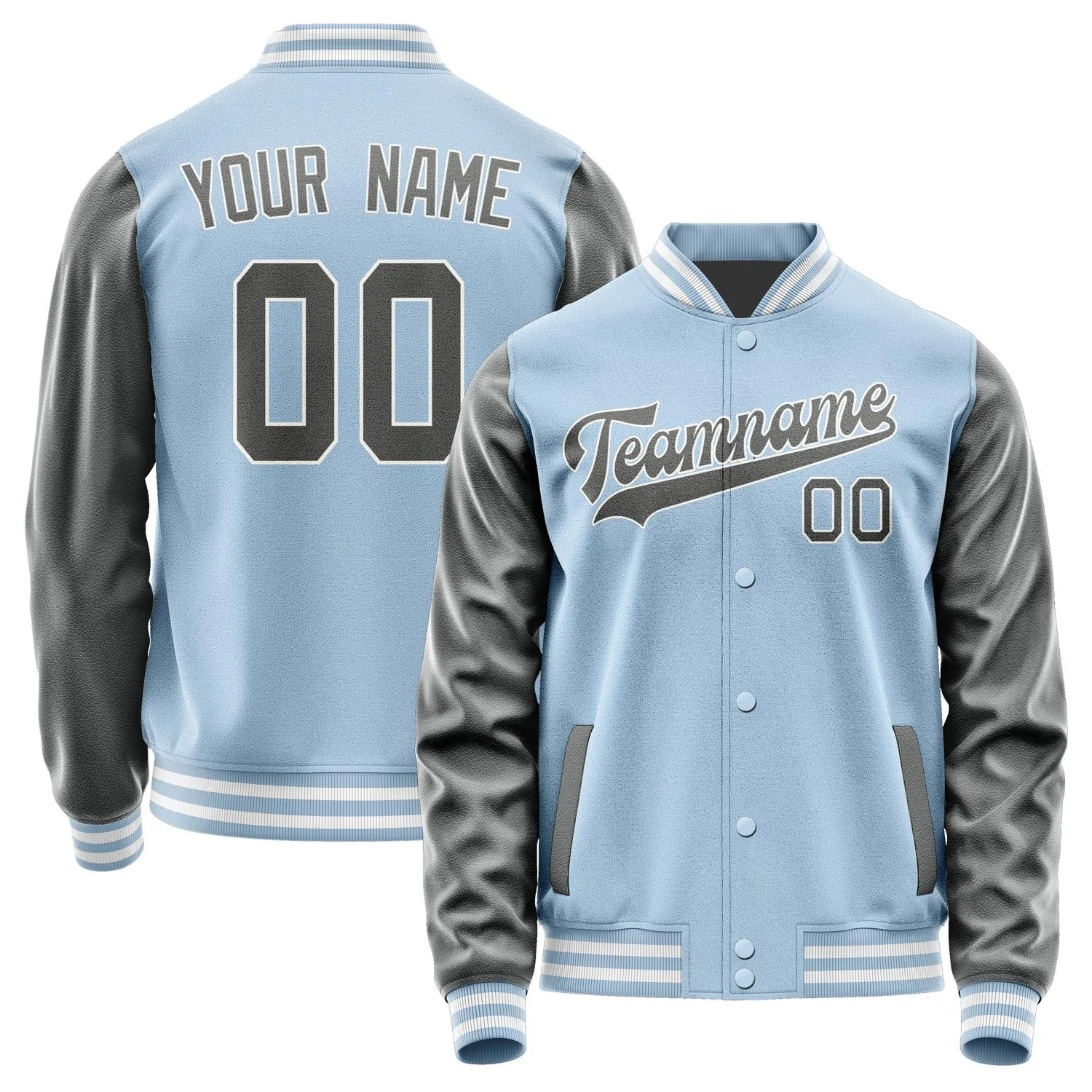 Custom Light Blue Dark Grey Jacket