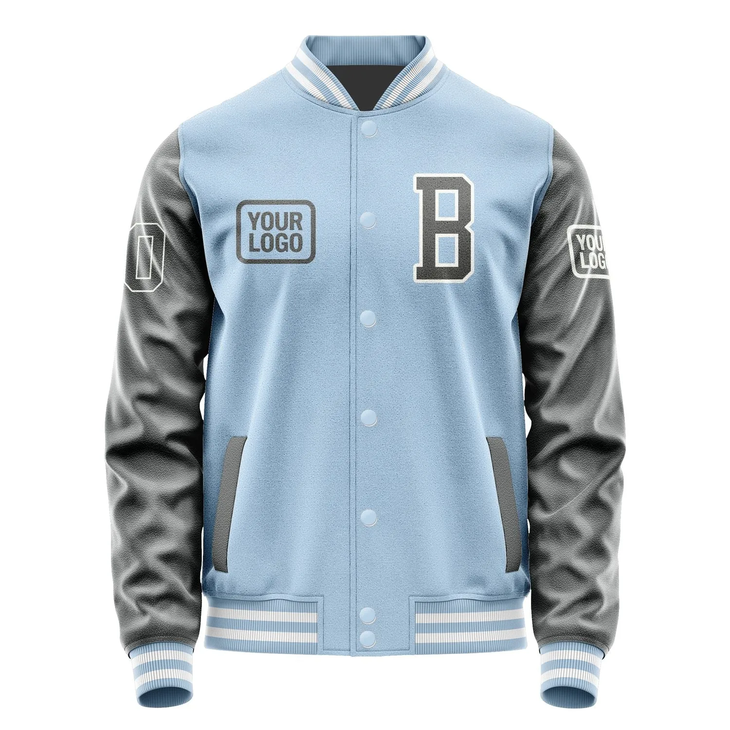 Custom Light Blue Dark Grey Jacket