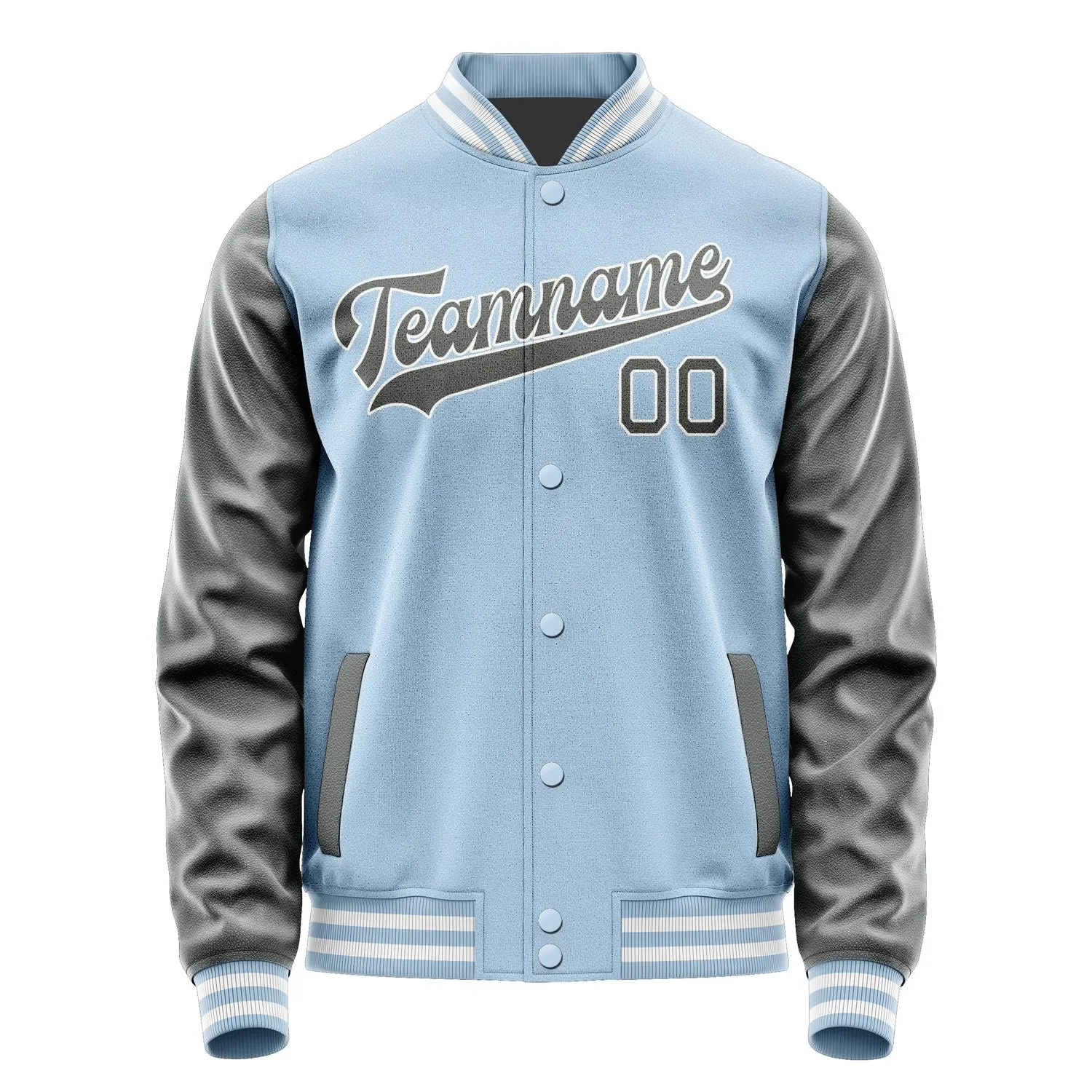 Custom Light Blue Dark Grey Jacket
